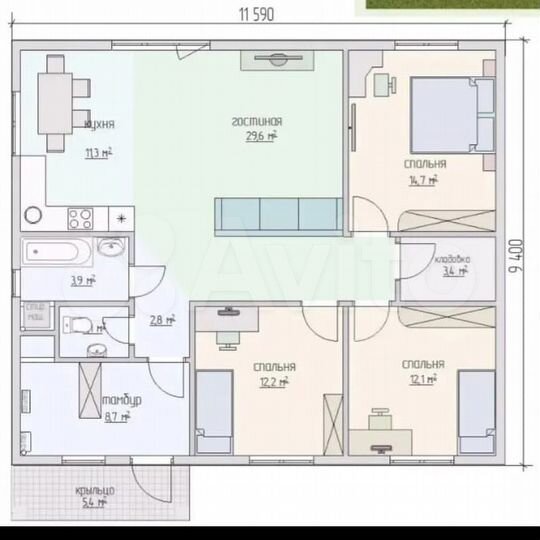 Дом 102 м² на участке 8 сот.