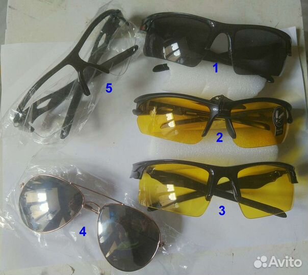 Очки солнцезащитные спорт, противотуманки и прозр