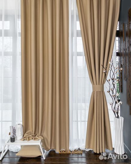 Шторы блэкаут амадео песок новые пошив