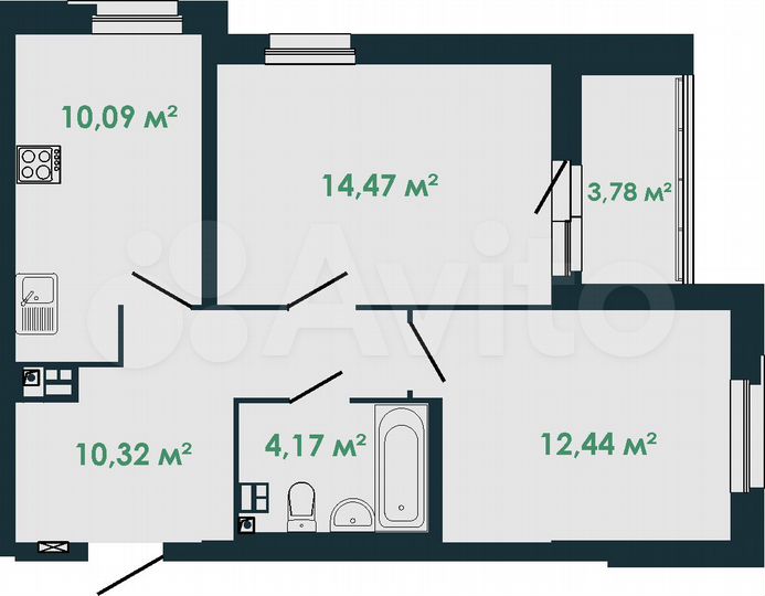 2-к. квартира, 54 м², 16/16 эт.