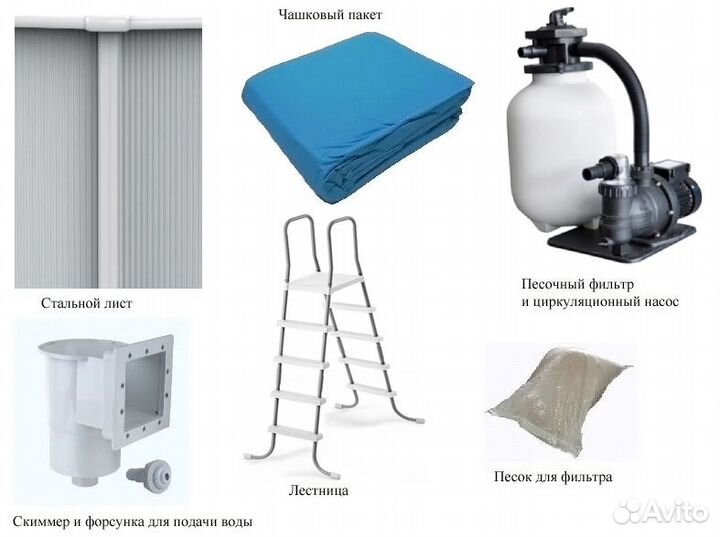 Бассейн PoolMagic Sky овальный 7.3x3.6x1.3 м