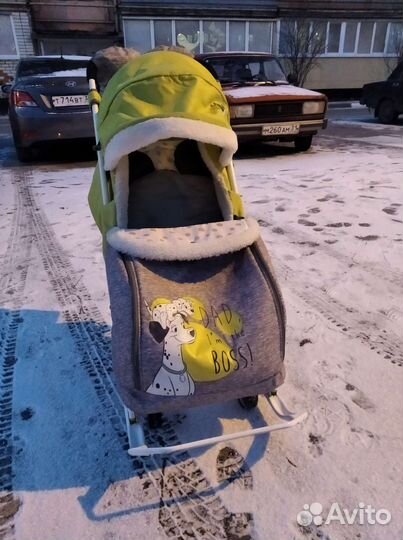 Санки-коляска и дополнительное колесо