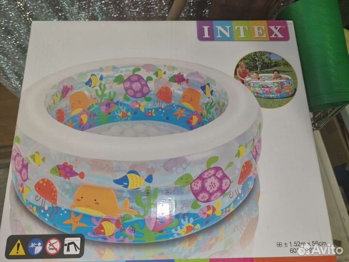 Бассейн детский с надувным дном intex,152х56 см