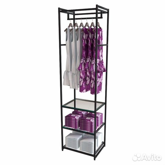 Стеллаж для одежды aс2260-11-Ч со стеклом 220х60х4