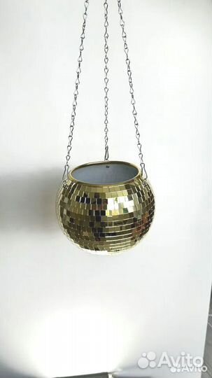 Кашпо из диско шара / кашпо из зеркальной мозаики