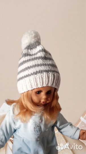 Шапочка детская зимняя с помпоном
