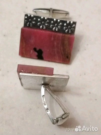 Винтажные запонки с уральскими самоцветами (новые)