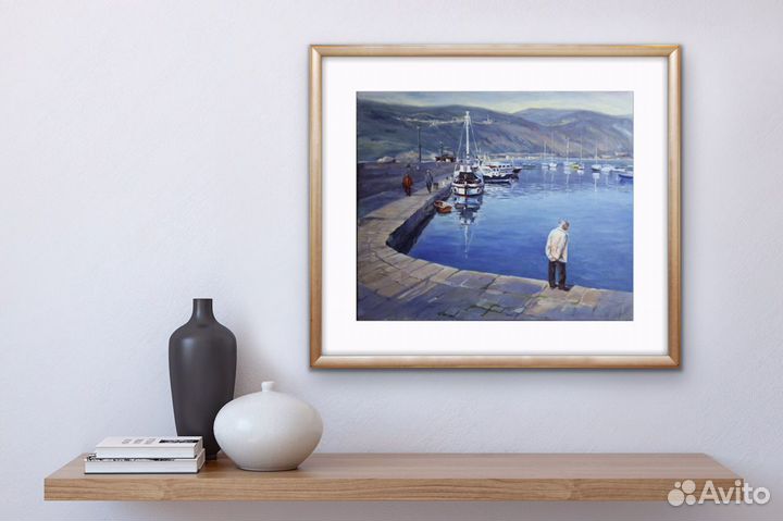 Картина маслом. Пейзаж «Причал. Монтенегро»