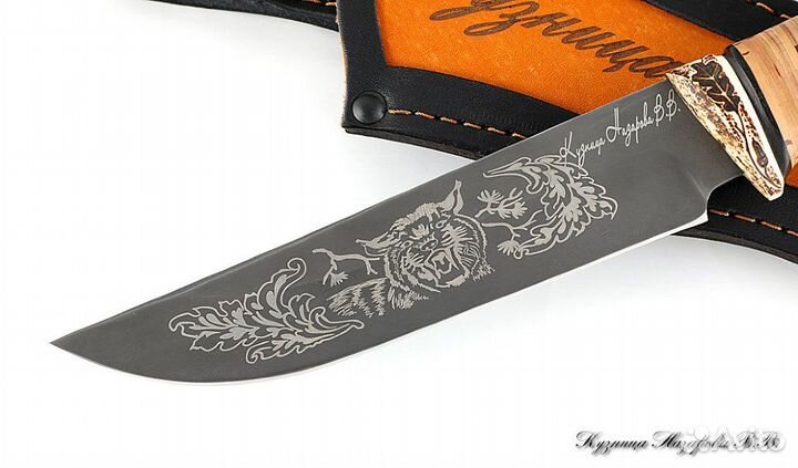 Авторский нож Овод Х12мф береста кость