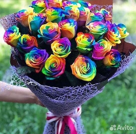 Радужные розы Цветы Доставка