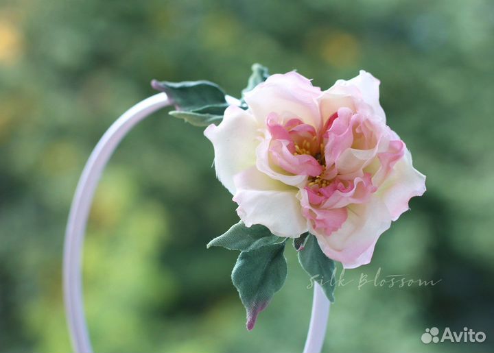 Ободок с шелковой розой