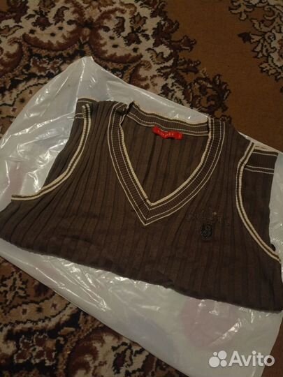 Коричневая трикотажная жилетка унисекс