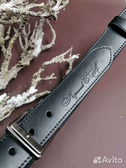 Ремень кожаный с гравировкой