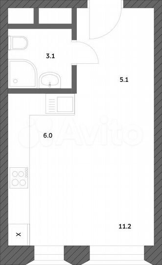 Квартира-студия, 25,4 м², 25/25 эт.