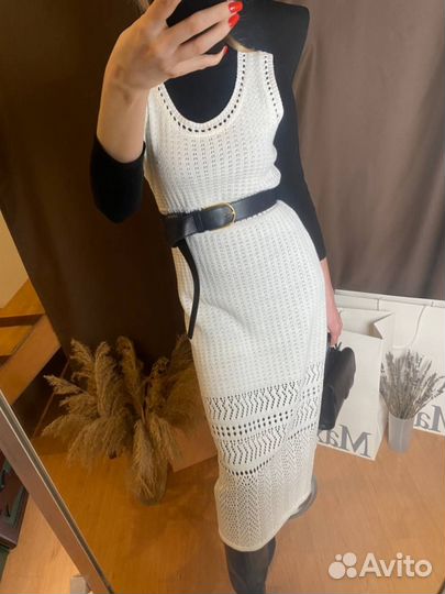 Вязаное платье миди новое 44