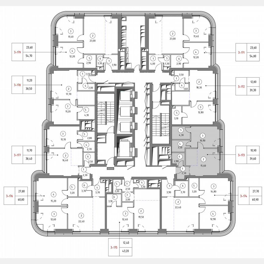 1-к. квартира, 39,2 м², 22/53 эт.