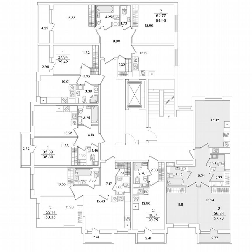 2-к. квартира, 57,7 м², 3/9 эт.