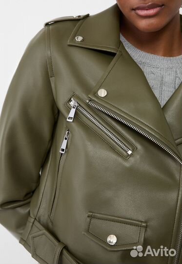 Кожаная куртка stradivarius