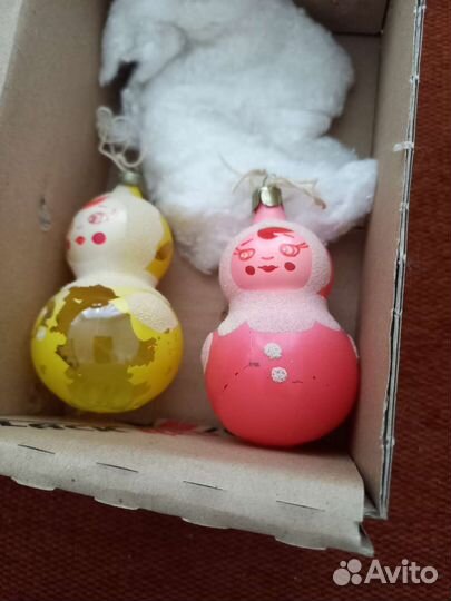 Елочная игрушка СССР матрешка неваляшка 2 шт