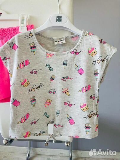 Летний костюм на девочку шорты майка 122 128 (7-8)