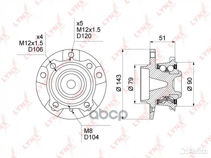 Ступица колеса перед прав/лев WH1039 lynxauto