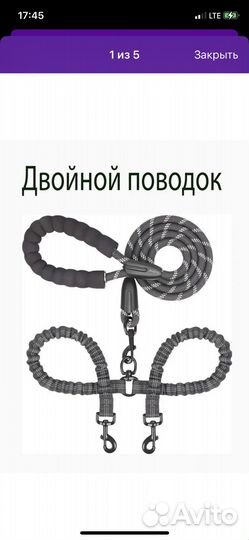 Поводок-сворка для двух собак