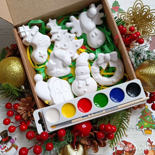 Новогодний подарок. Фигурки из гипса под роспись