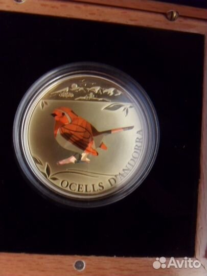 Андорра 5 динер 2012 г. Птица - Зарянка. Серебро