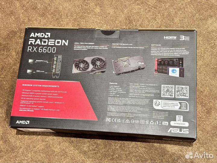 Видеокарта asus radeon rx 6600 8gb