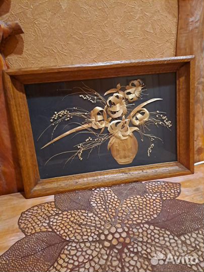 Картина советского периода из соломки