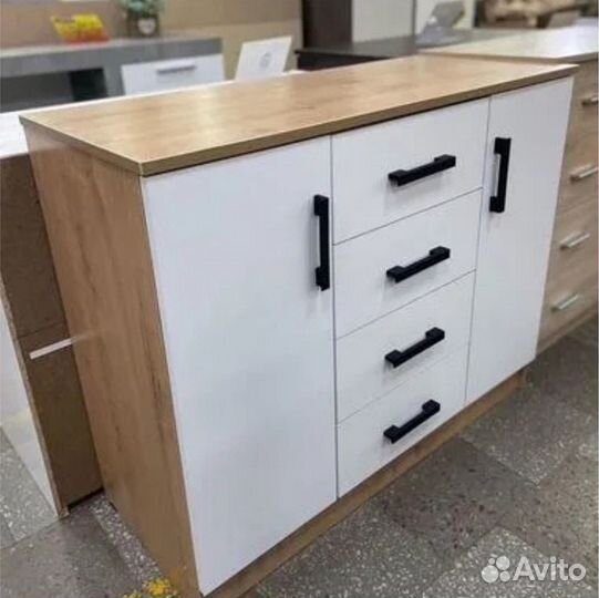 Комод К1000-2Д Дуб вотан/Белый гладкий