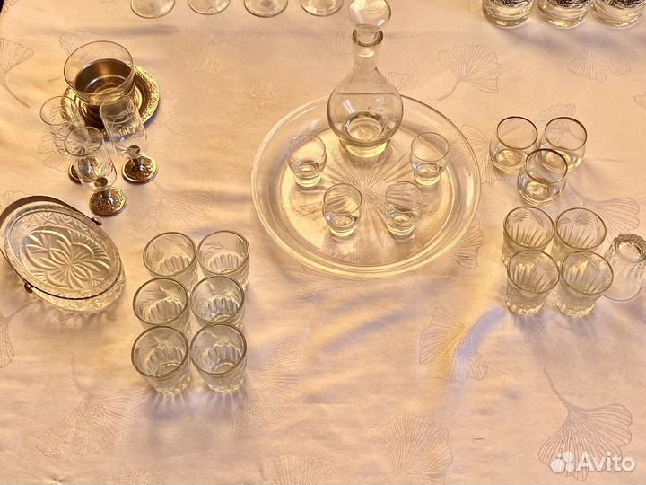 Посуда СССР хрусталь чайный сервиз бокалы вазы