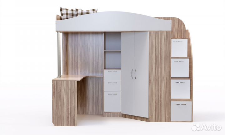 Кровать-чердак белый