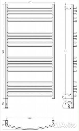 Сунержа Богема 3.0 выгнутая 1200х600 мэм левый