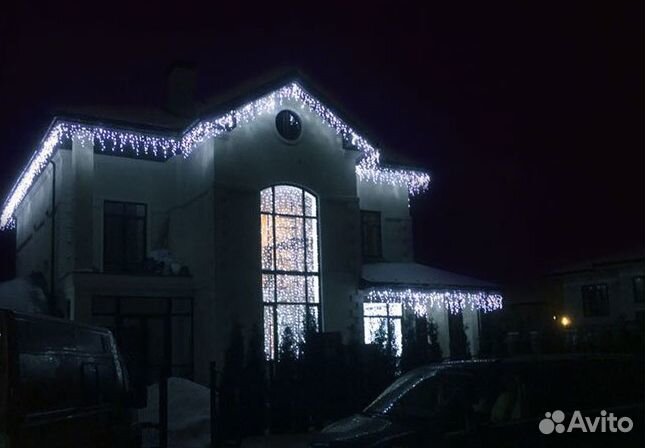 Гирлянда бахрома. Гирлянда уличная 3м. Монтаж