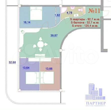 3-к. квартира, 125 м², 2/5 эт.