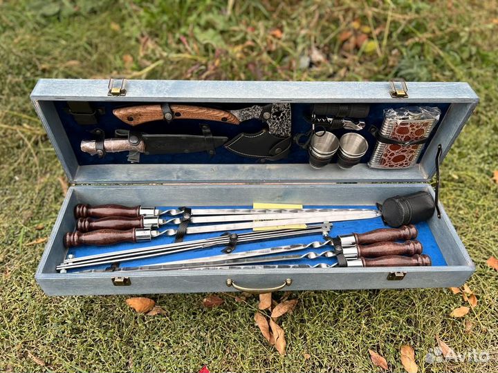 Шашлычный набор в деревянном чемодане № 20