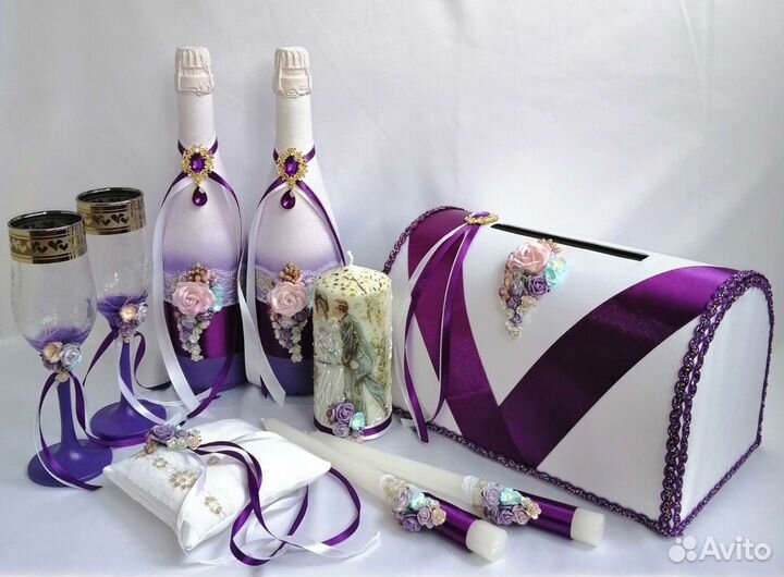 Свадебные аксессуары в фиолетовом цвете