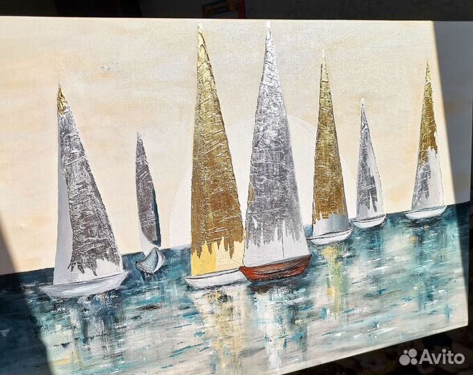 Интерьерная текстурная картина Парусники