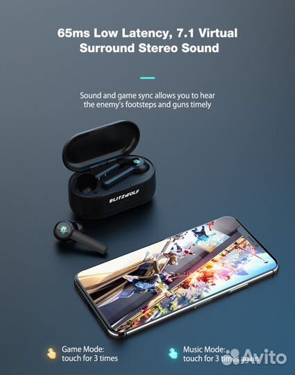 Беспроводные наушники BlitzWolf BW-FLB2 (новые)