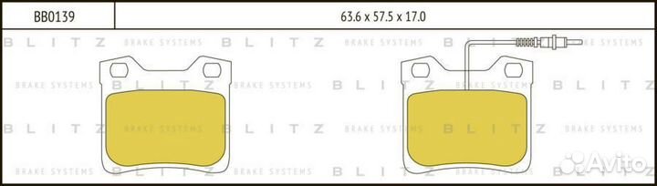 Blitz BB0139 Колодки тормозные дисковые задние peugeot 406