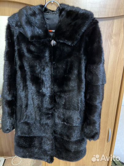 Шуба норковая с капюшоном