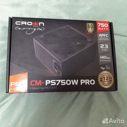 Блок питания 750 W новый Crown CM-PS750W PRO