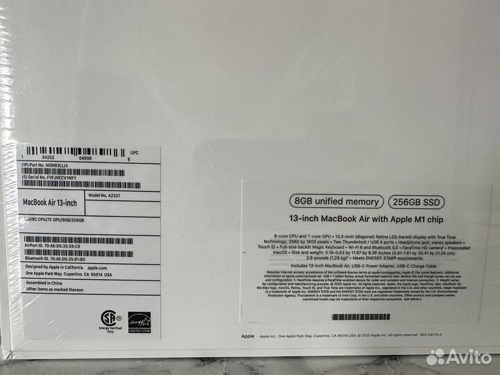 Apple MacBook Air 13 M1/8/256 Silver Новый