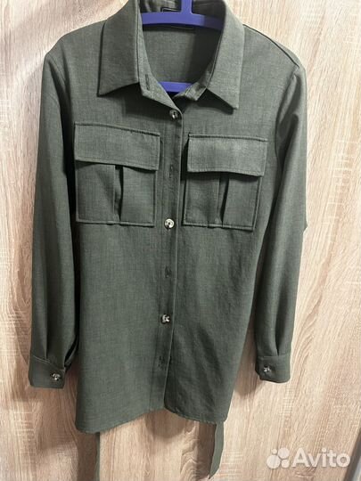 Рубашка женская хаки удлиненная