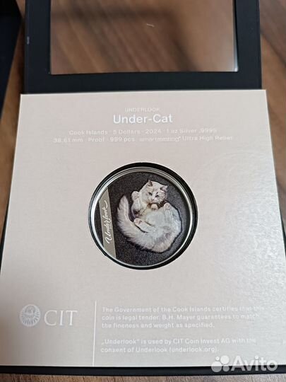 2024 Острова Кука Кошка Скрытый взгляд серебро