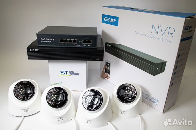 Комплект видеонаблюдения ip 4 камеры звук EZ+ST