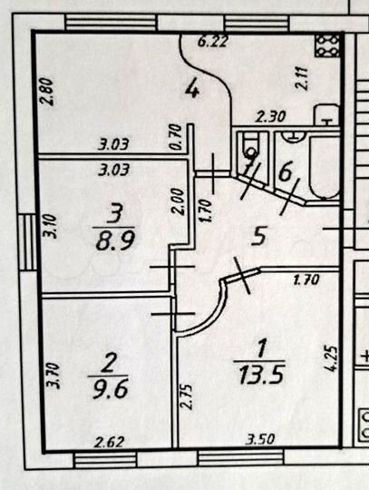 3-к. квартира, 58,7 м², 1/5 эт.