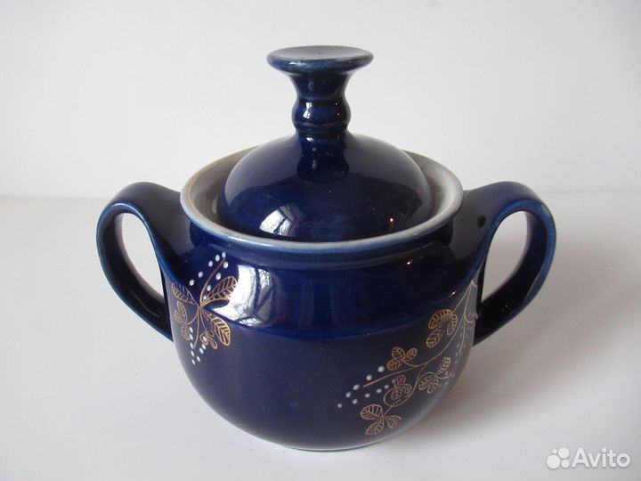Заварник и сахарница кобальт Бронницы СССР за обе