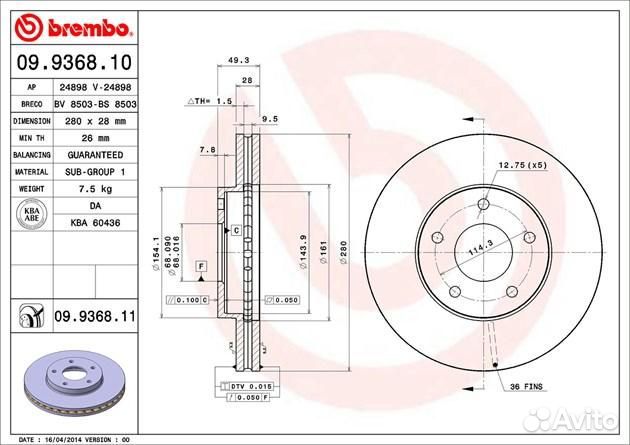 Диск тормозной UV Coated перед